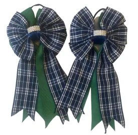 🩵 Show Bows: Plaid Navy/Green