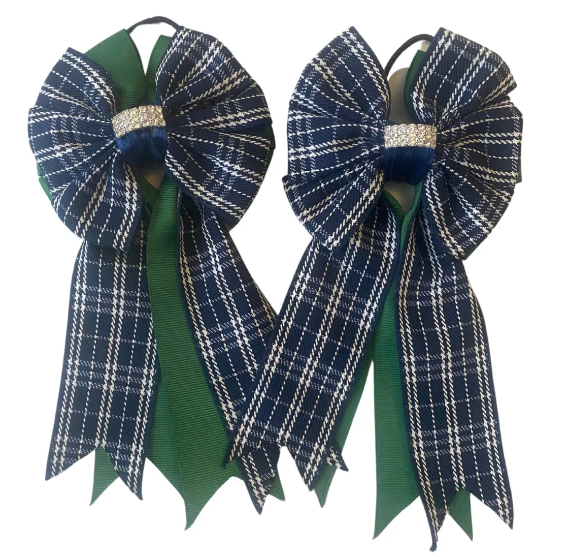 🩵 Show Bows: Plaid Navy/Green