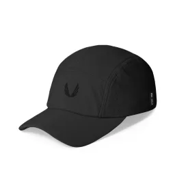 0813. Performance Vented Hat - Black/Black "Wings"