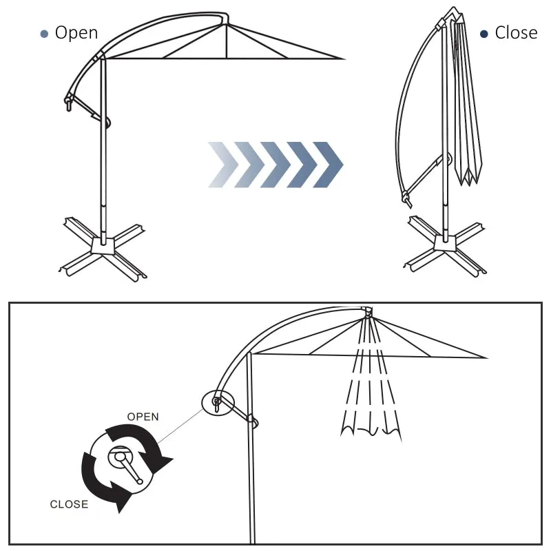 10' Hanging Patio Garden Umbrella - Gray