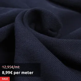 10 Mts Roll - Organic Cotton Fleece, Soft touch (Navy) - OFFER: 8,99€/MT