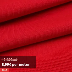 10 Mts Roll - Organic Cotton Fleece, Soft touch (Red) - OFFER: 8,99€/MT