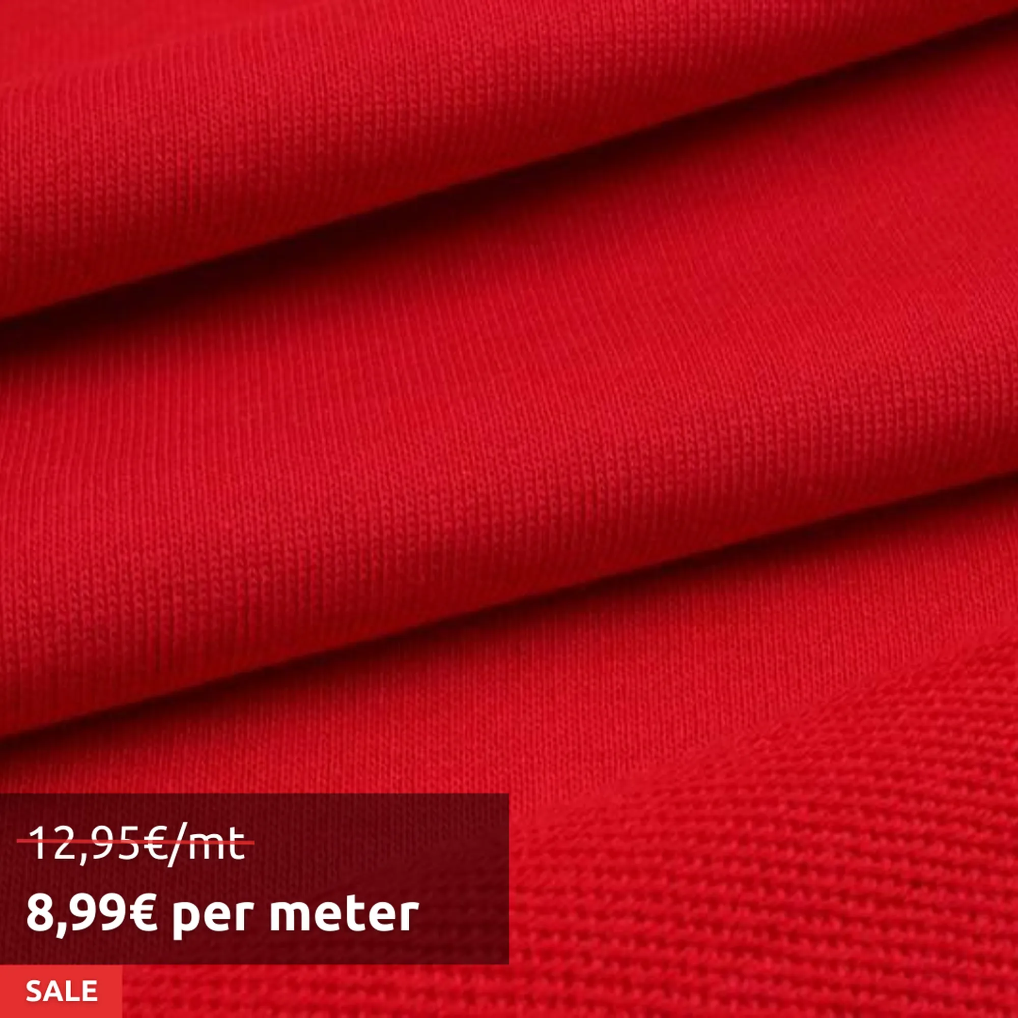 10 Mts Roll - Organic Cotton Fleece, Soft touch (Red) - OFFER: 8,99€/MT