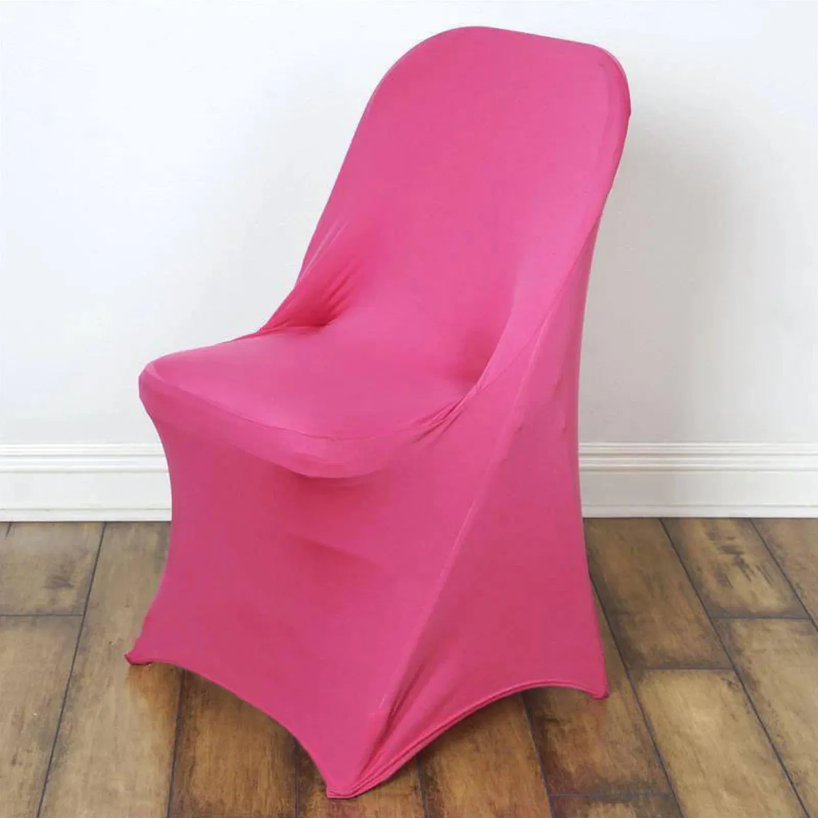 10 Pack Fuchsia Spandex Folding Slip On Chair Covers, Stretch Fitted Chair Covers - 160 GSM