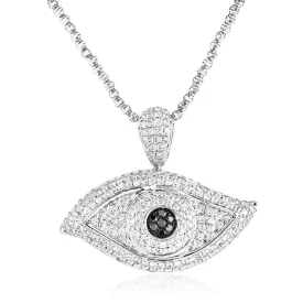 10k White Gold 3.5ct Diamond Evil Eye Pendant