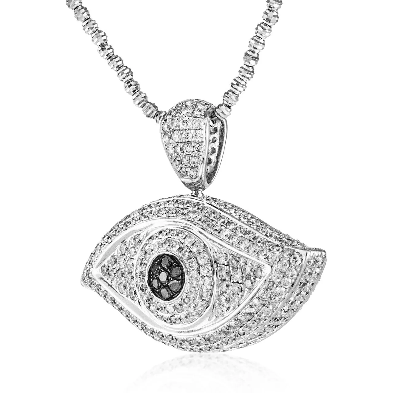 10k White Gold 3.5ct Diamond Evil Eye Pendant