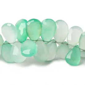 10x6-14x9mm Mint Green Chalcedony faceted pear beads 7.5 inch 55 pieces