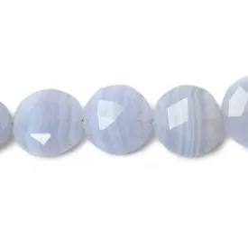 12-13mm Blue Lace Agate faceted coin beads 7.5 inches 16 pieces AA Grade