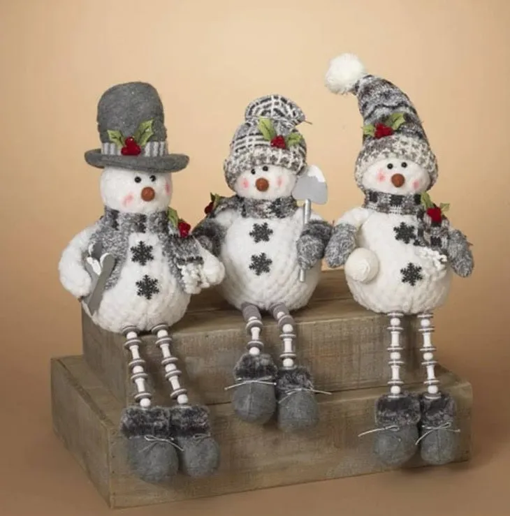 15" Plush Holiday Snowman Shelf Sitter