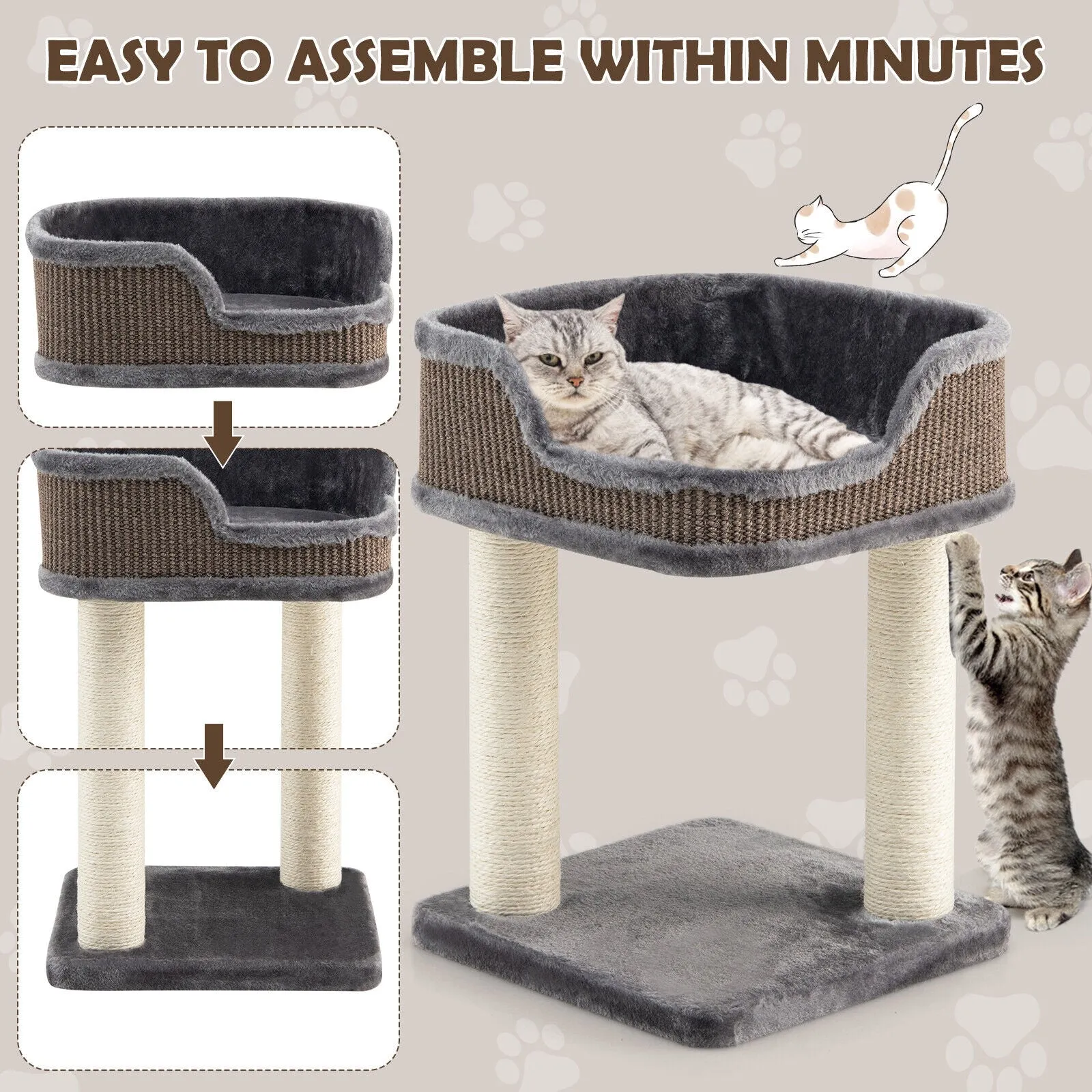 16" Multi-Level Cat Tree - Gray