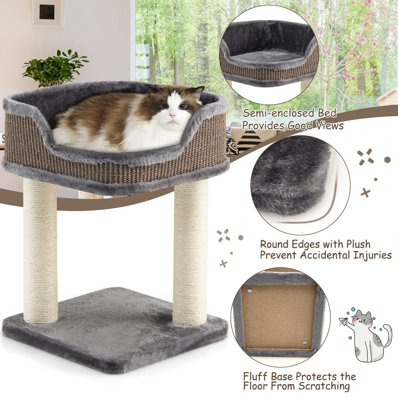 16" Multi-Level Cat Tree - Gray