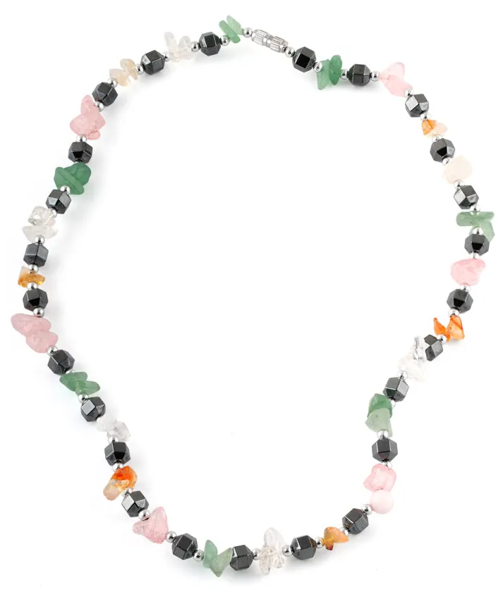 18" Multicolored Chips Stone Hematite Necklace