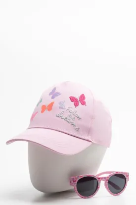 2 Piece Butterfly Peak Cap Pink