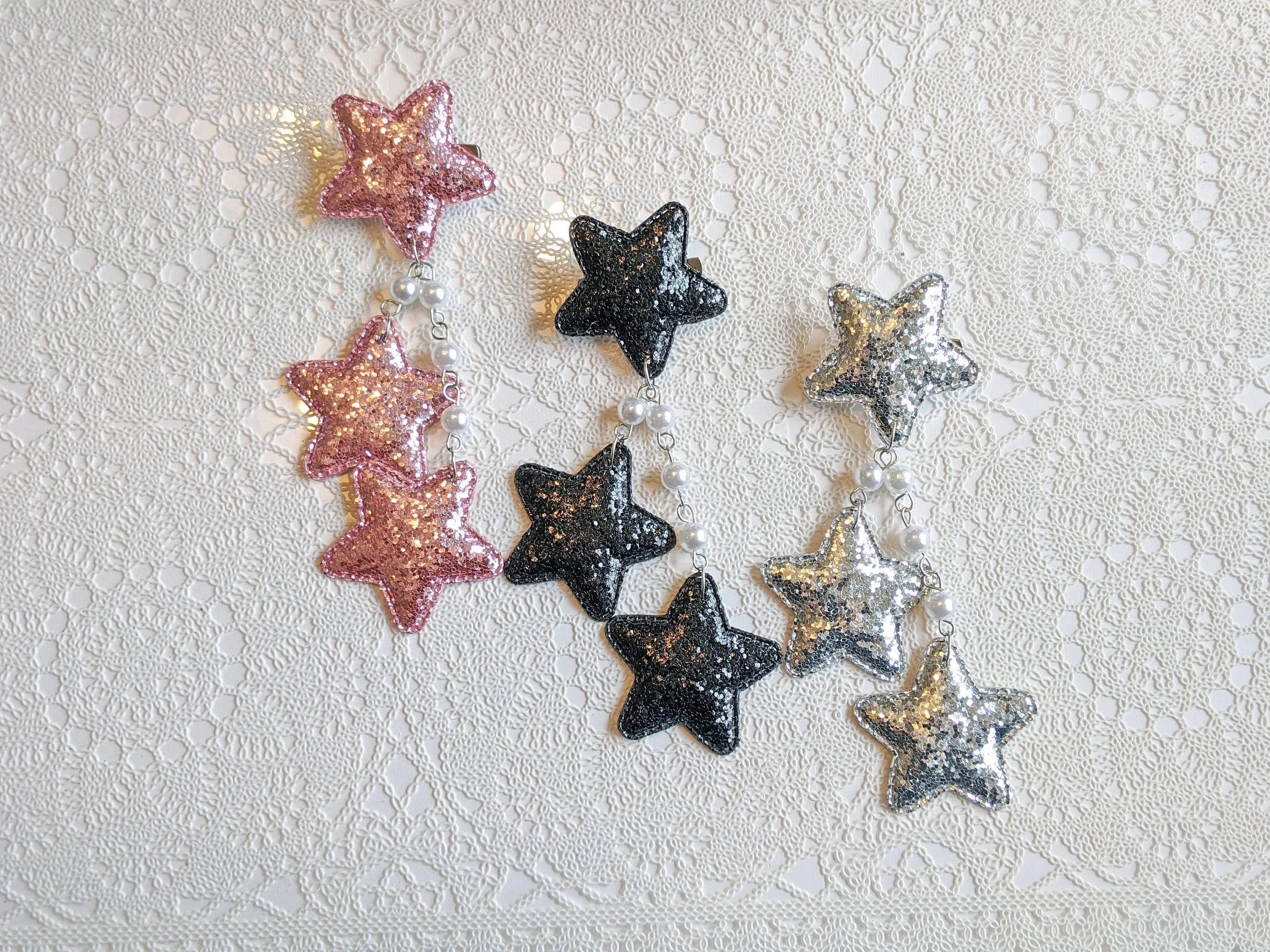 2-Way Glitter Star Clips (3 Colors)