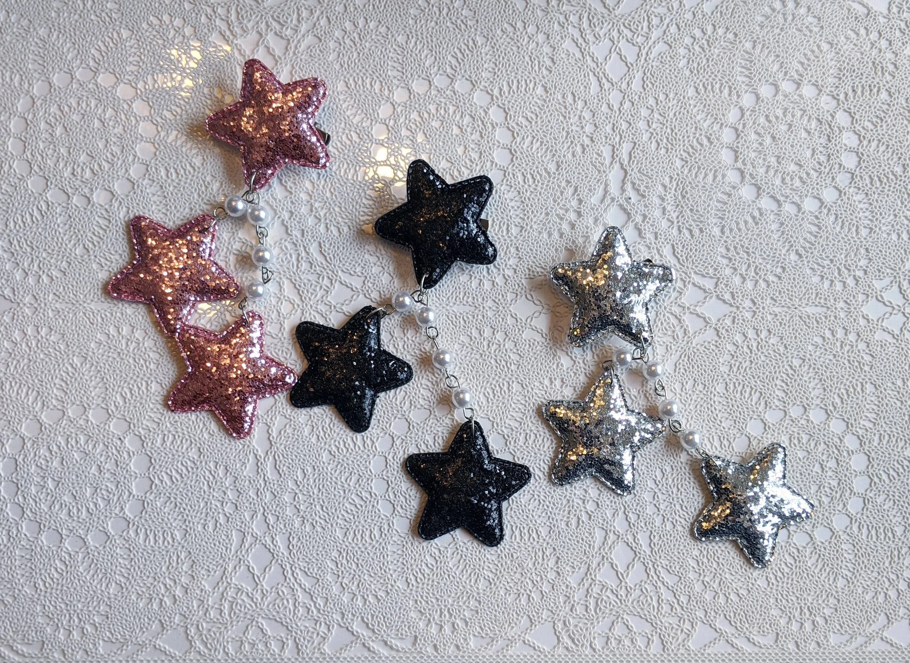 2-Way Glitter Star Clips (3 Colors)