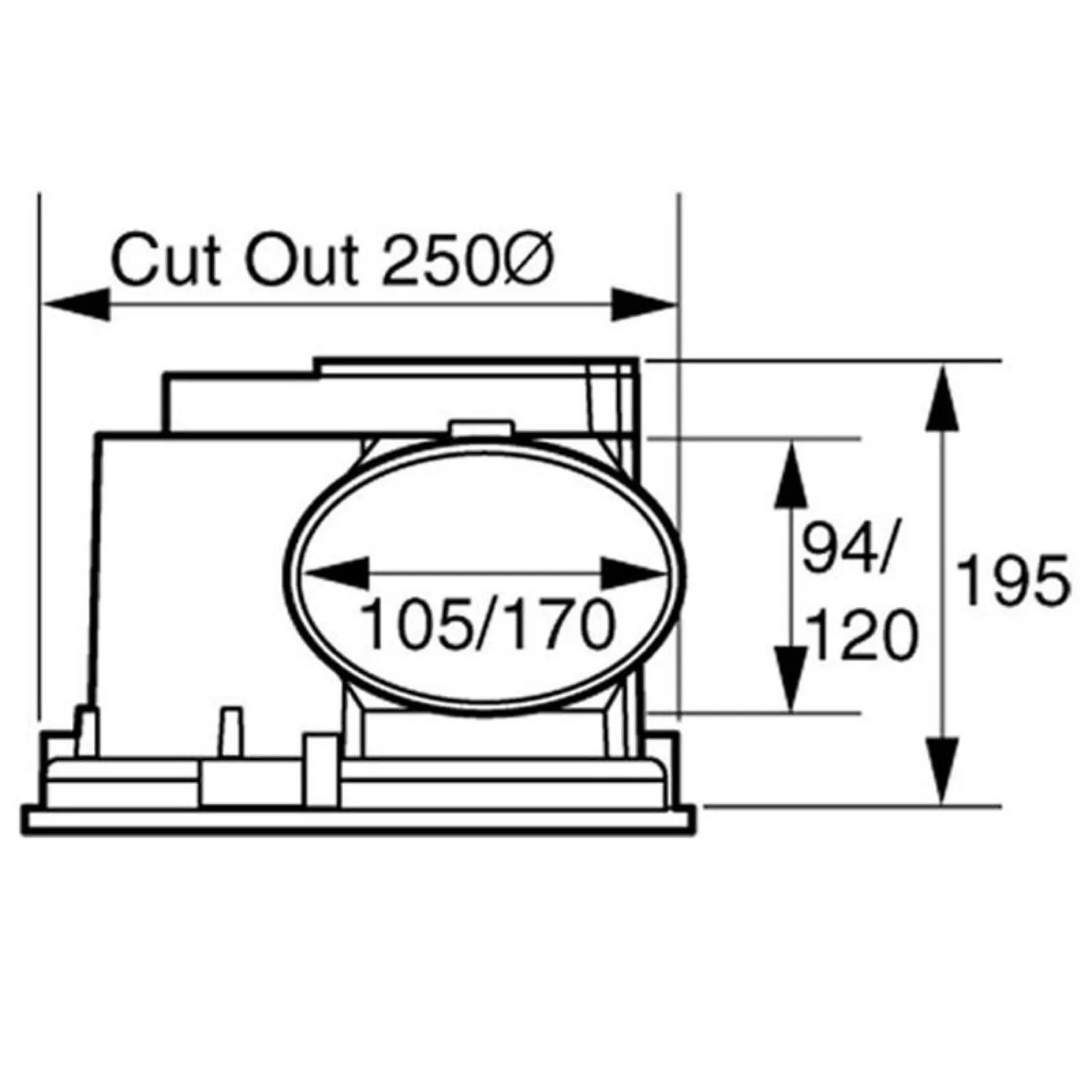 216m³/hr Rapid Response 200 Ducted Exhaust Fan with timer (Header Box only)