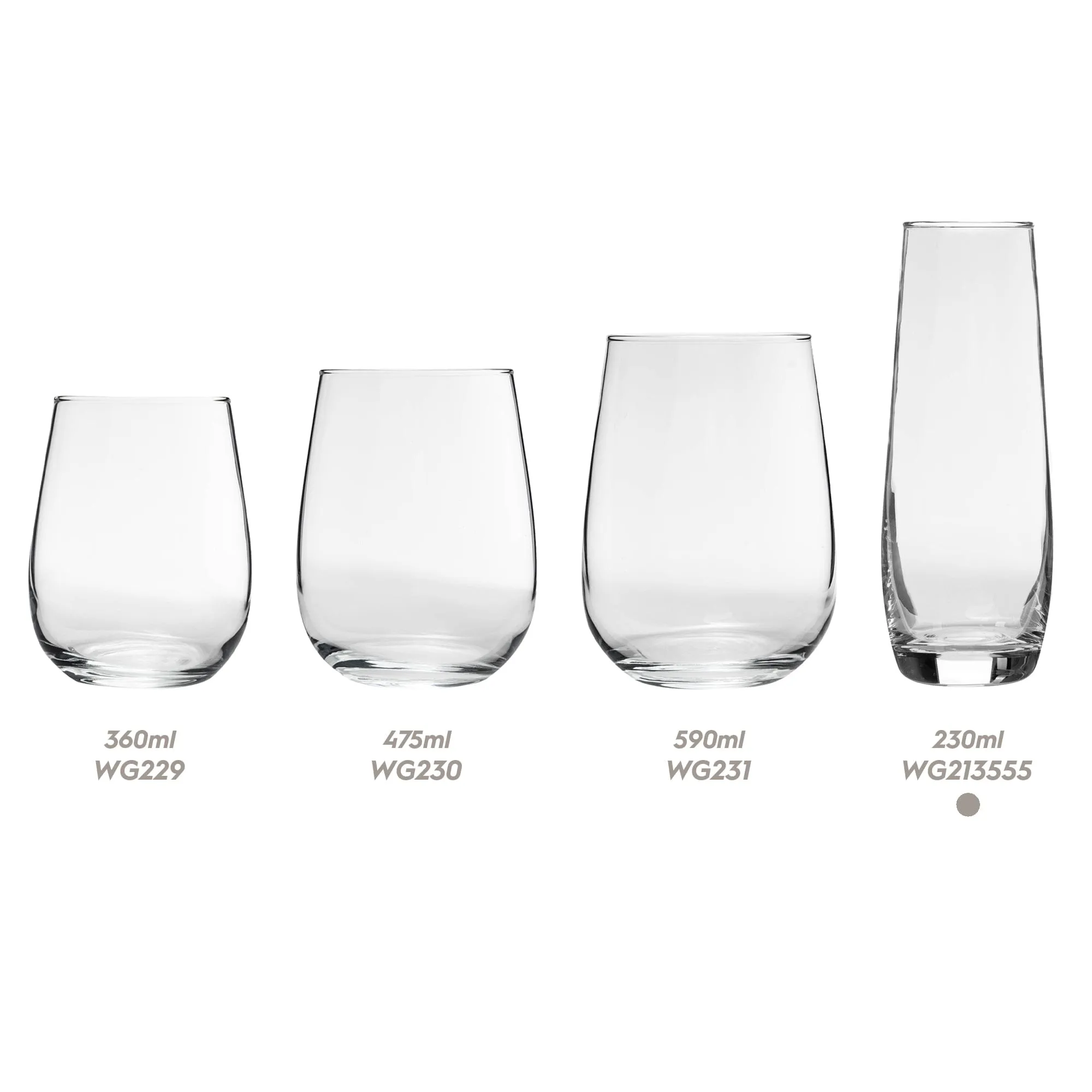 230ml Corto Stemless Champagne Flutes - Pack of Six - By Argon Tableware