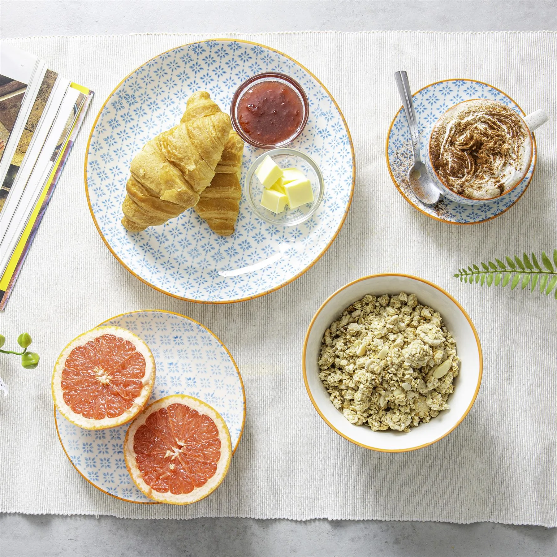 24pc Hand-Printed Floral Stoneware Dinner Set - By Nicola Spring