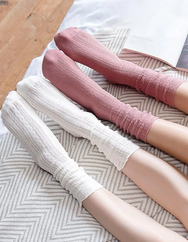 3 Pairs Spring Summer Women's Lace Socks