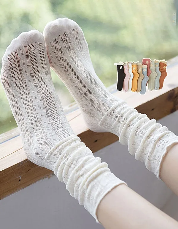 3 Pairs Spring Summer Women's Lace Socks