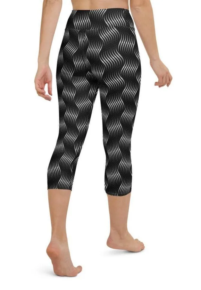 3D Black Pattern Yoga Capris