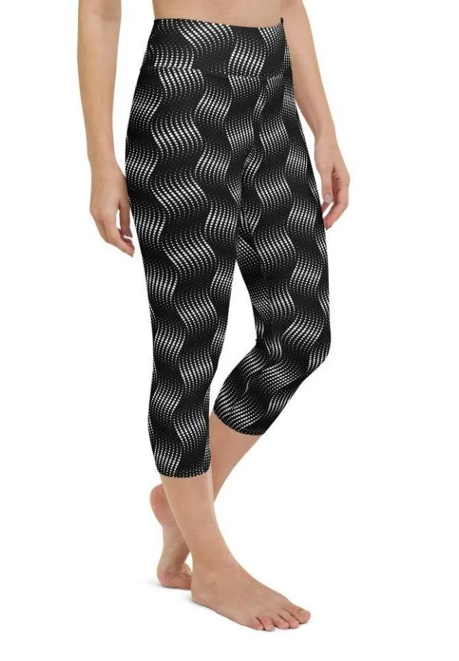 3D Black Pattern Yoga Capris