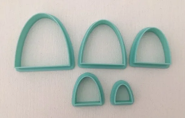 3D Printed Polymer Clay Cutter - Half Oval 5 Piece Set