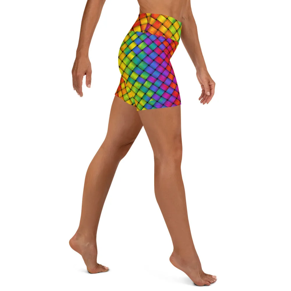 3D Rainbow Pattern Yoga Shorts