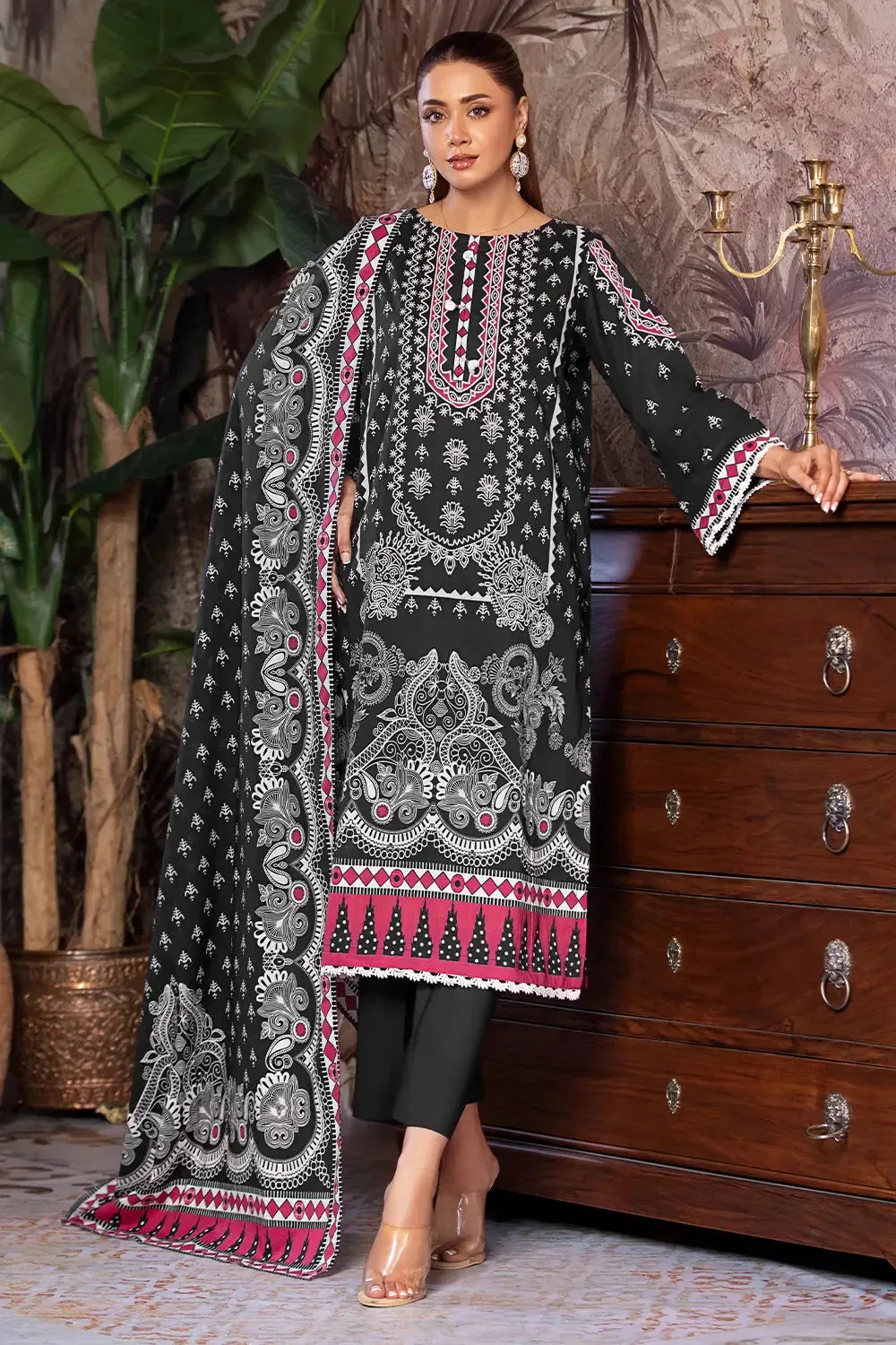 3PC Printed Unstitched Cambric Suit KCC-2848