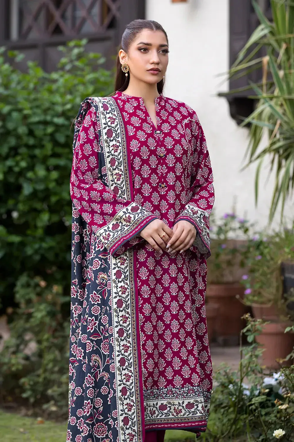 3PC Printed Unstitched Khaddar Suit KKH-2894