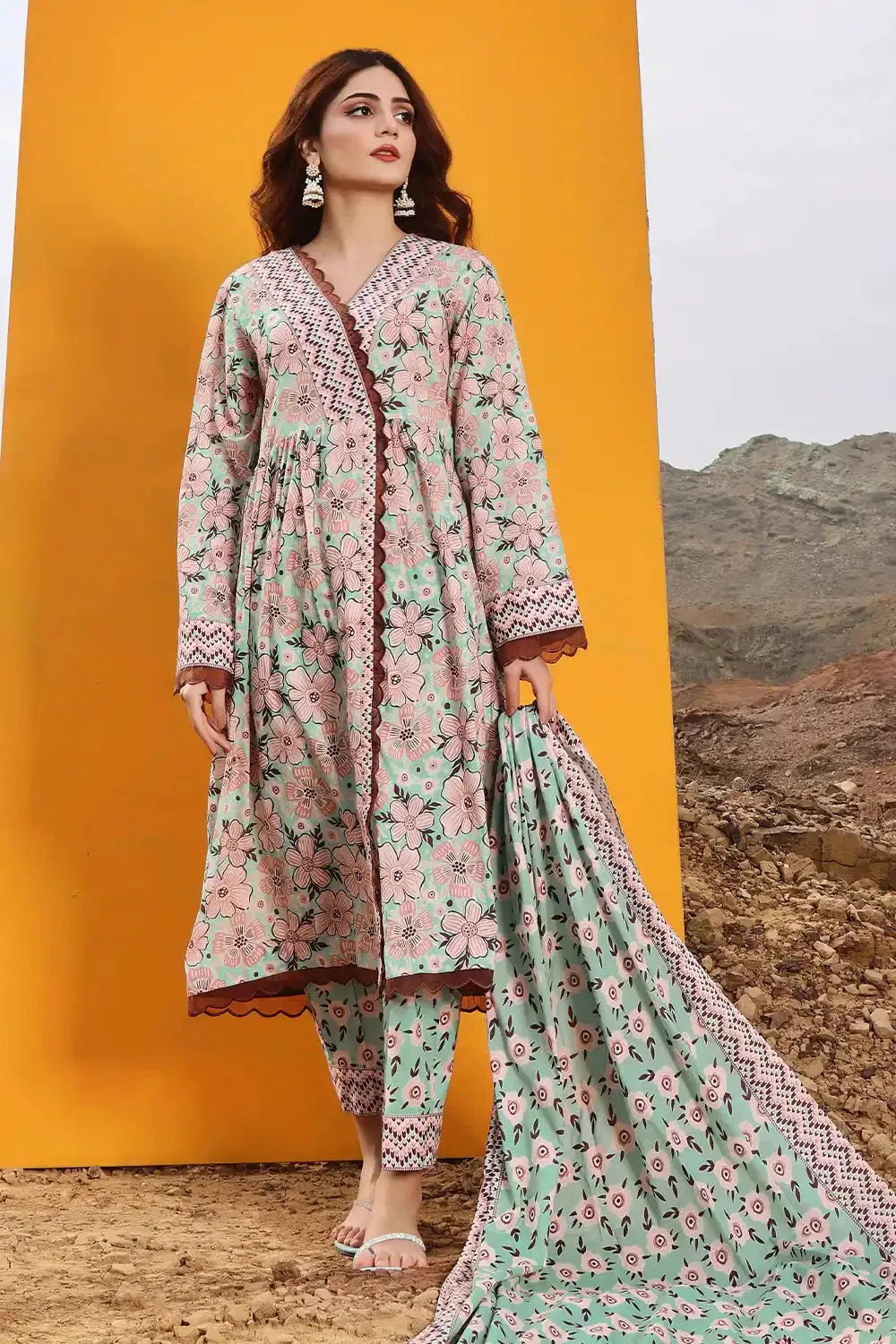 3PC Printed Unstitched Lawn Suit KLA-2395