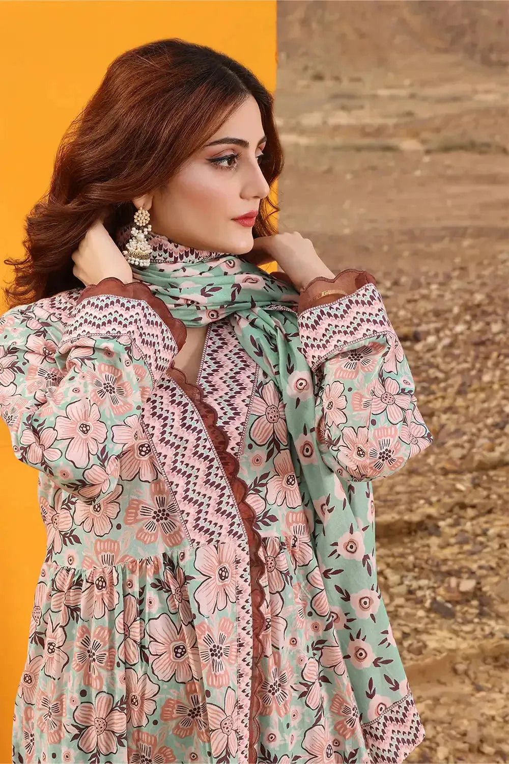 3PC Printed Unstitched Lawn Suit KLA-2395