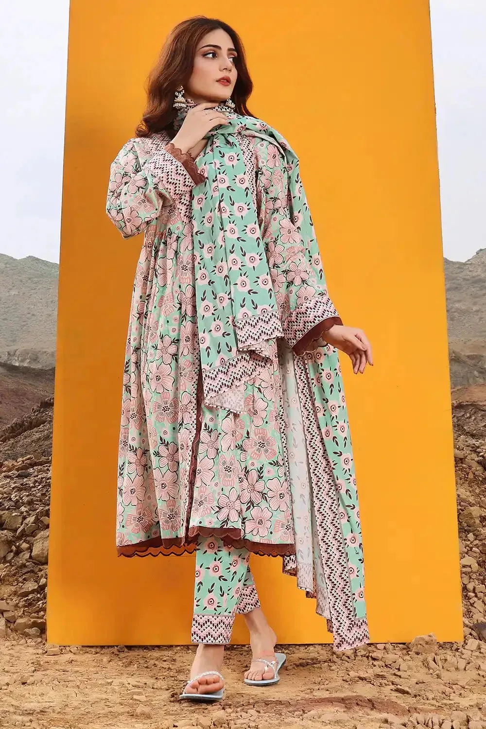 3PC Printed Unstitched Lawn Suit KLA-2395