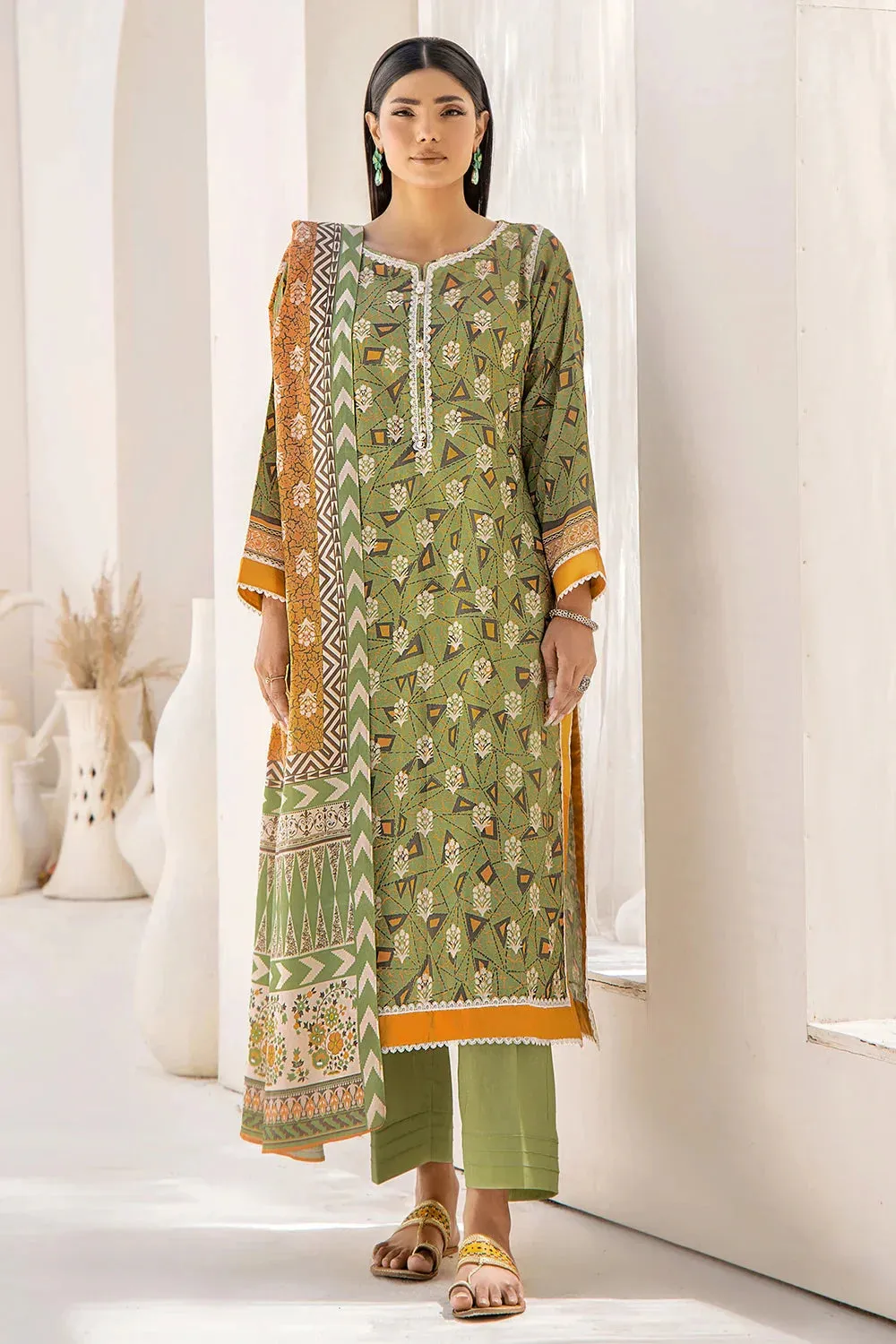 3PC Printed Unstitched Lawn Suit KLA-2420