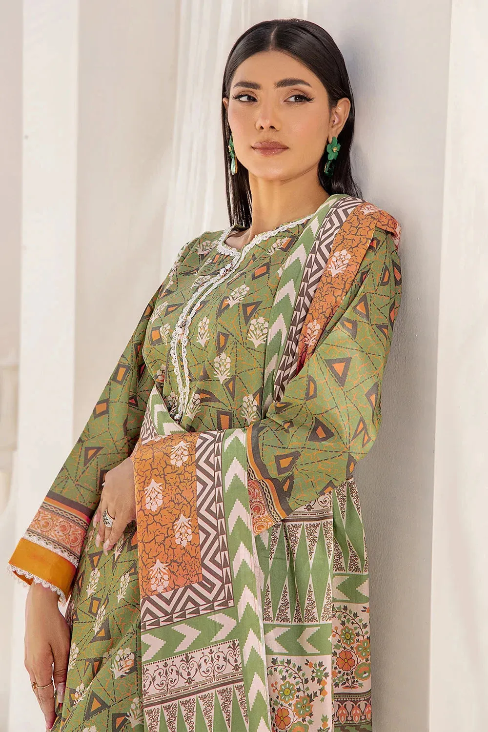 3PC Printed Unstitched Lawn Suit KLA-2420