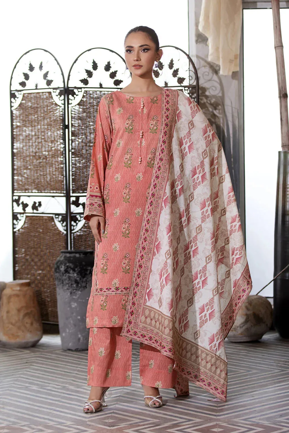 3PC Printed Unstitched Lawn Suit KLA-2583