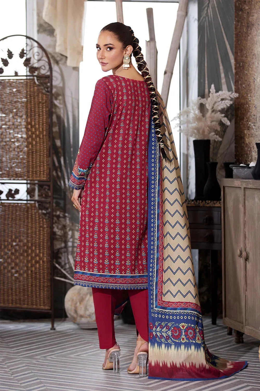 3PC Printed Unstitched Lawn Suit KLA-2592