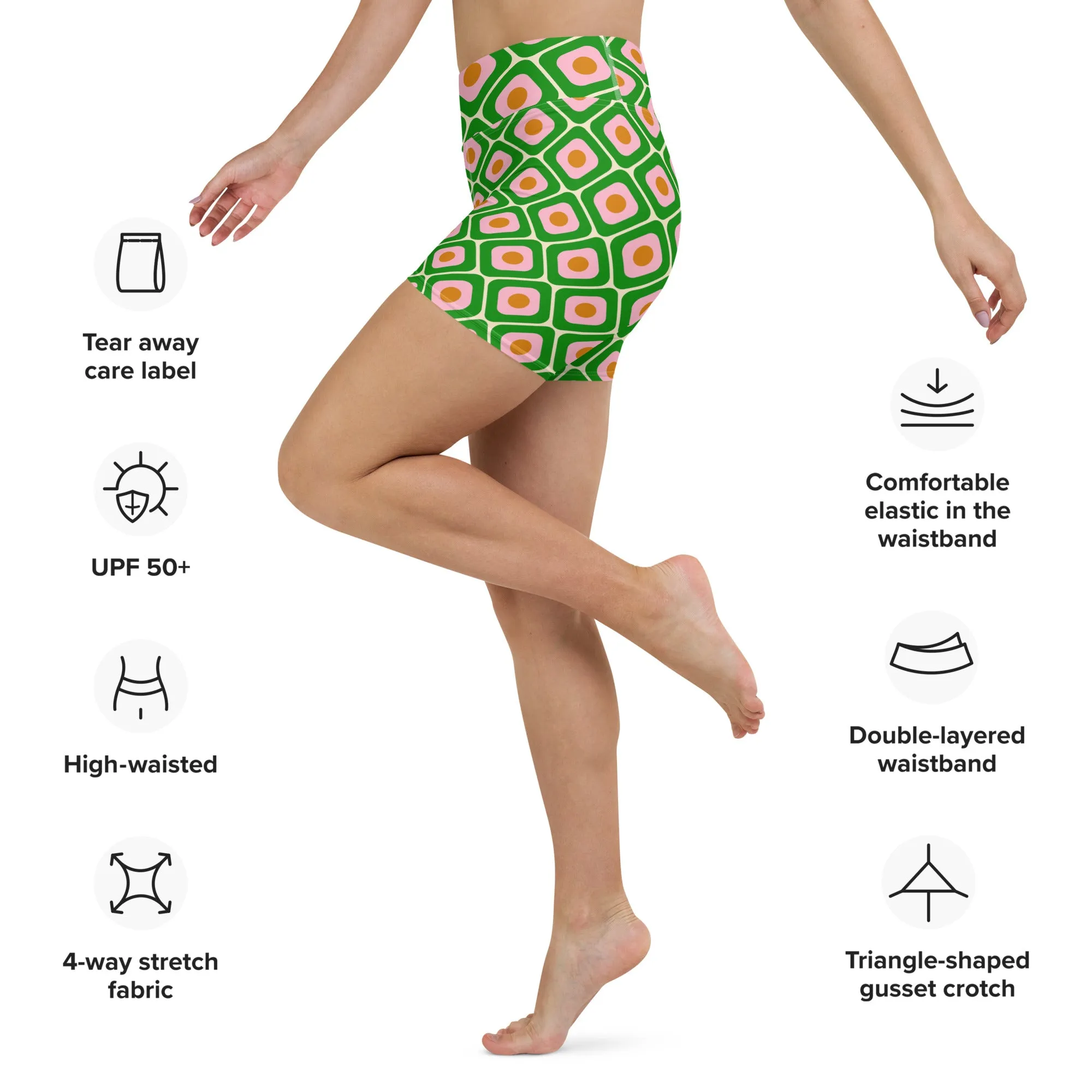 70s Retro Pattern Yoga Shorts