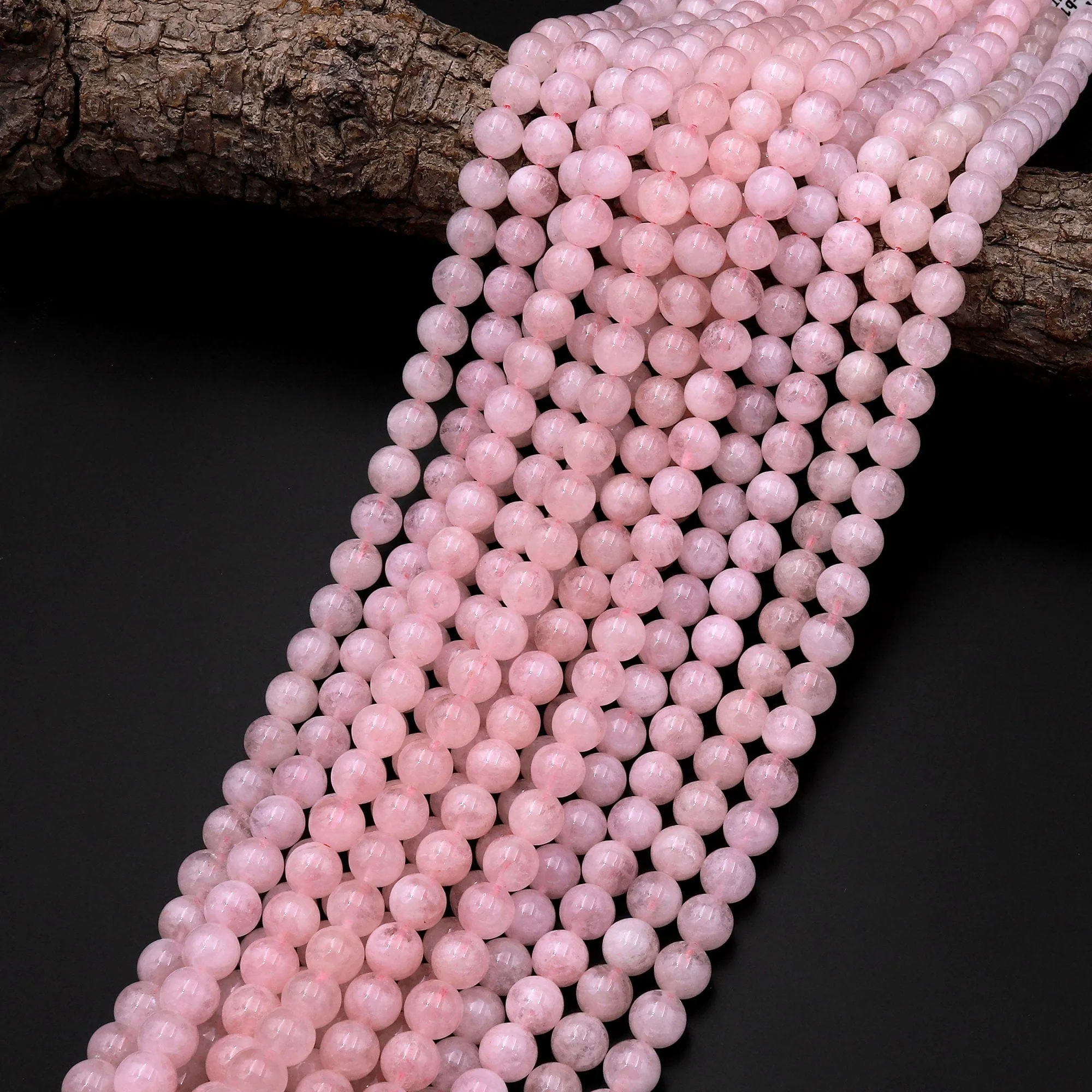 AA Natural Morganite Beads Smooth 6mm 8mm 10mm Round Beads Pink Beryl Aquamarine Gemstone 15.5" Strand