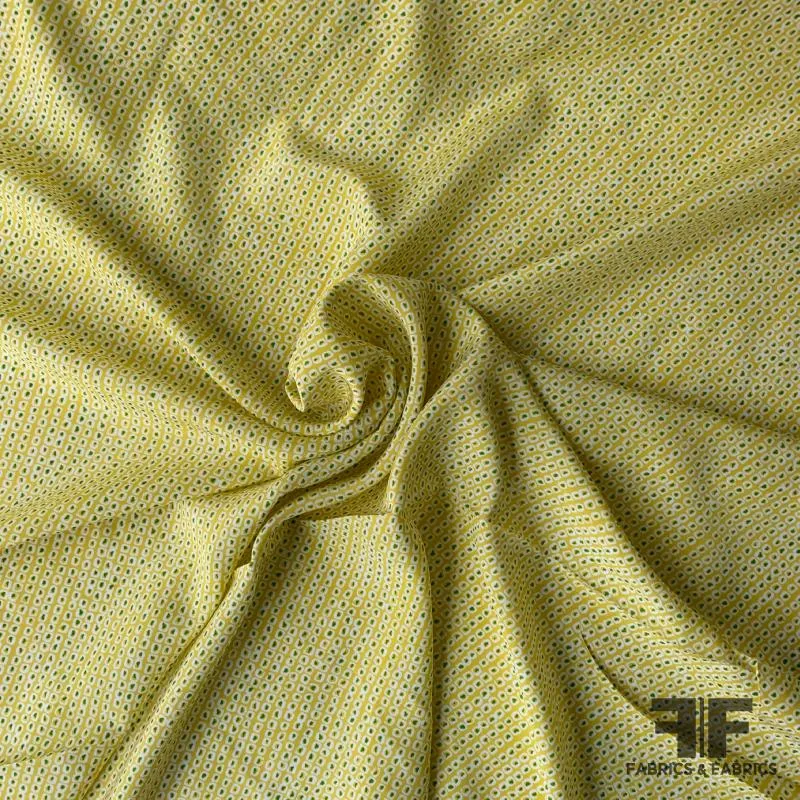 Abstract Geometric Silk Crepe de Chine - Lemongrass/Green/White