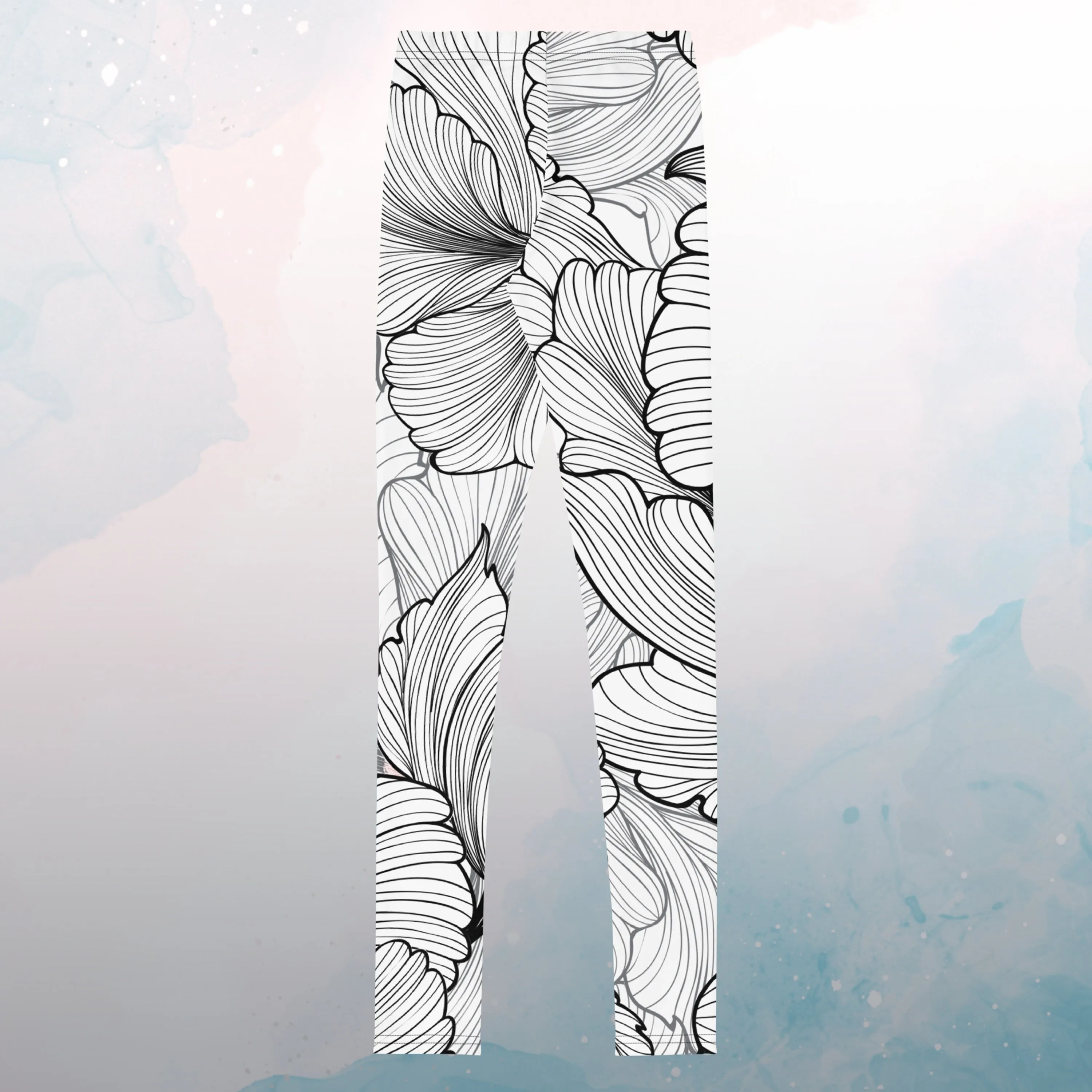 Abstract Lines Floral Pattern Youth Leggings