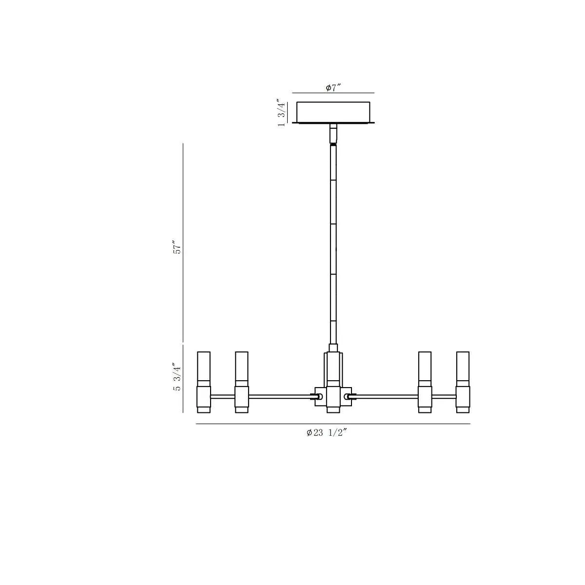 Albany 8 Lights 24 in. LED Chandelier Black & Brass Finish