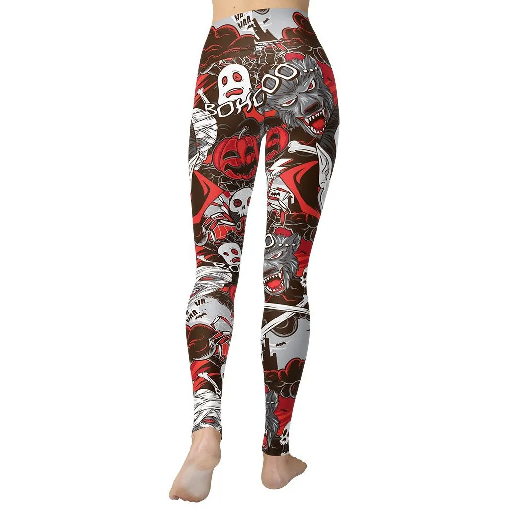 All the Horrors of Halloween Yoga Leggings