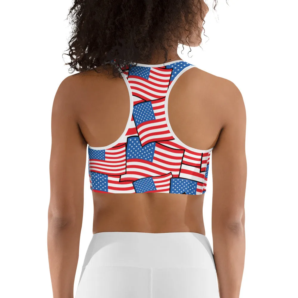 American Flag Pattern Sports Bra