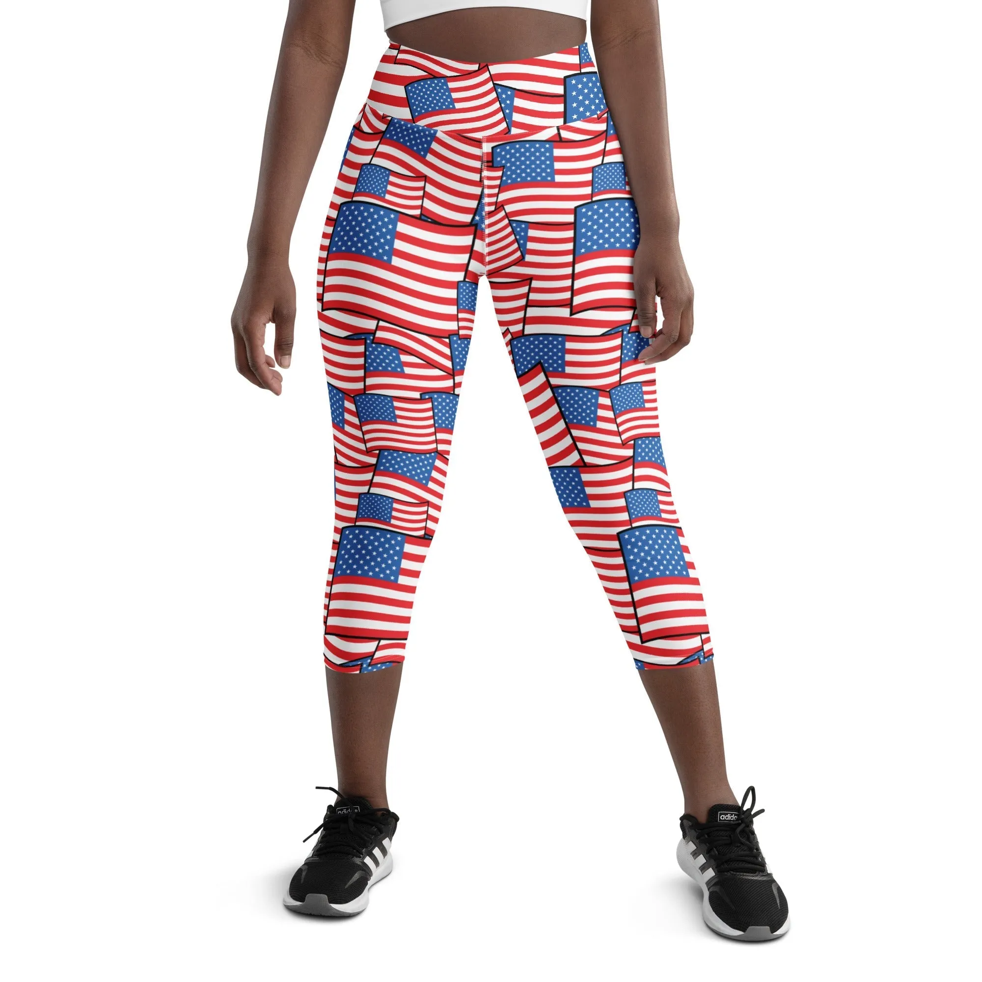 American Flag Pattern Yoga Capris