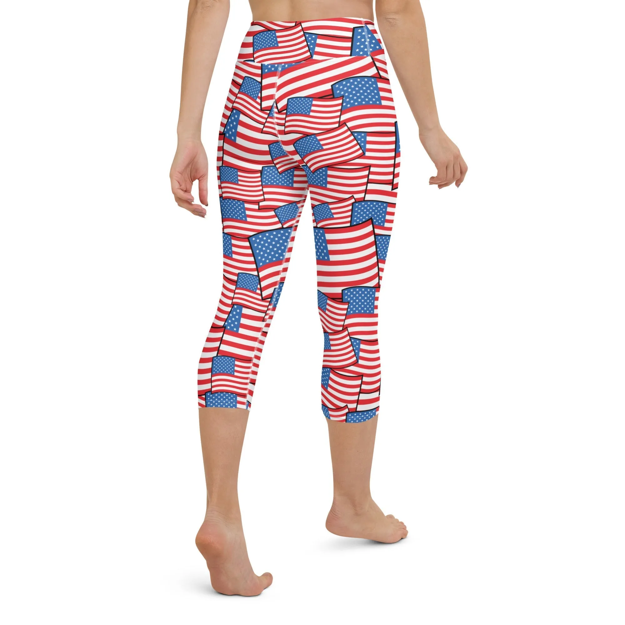 American Flag Pattern Yoga Capris