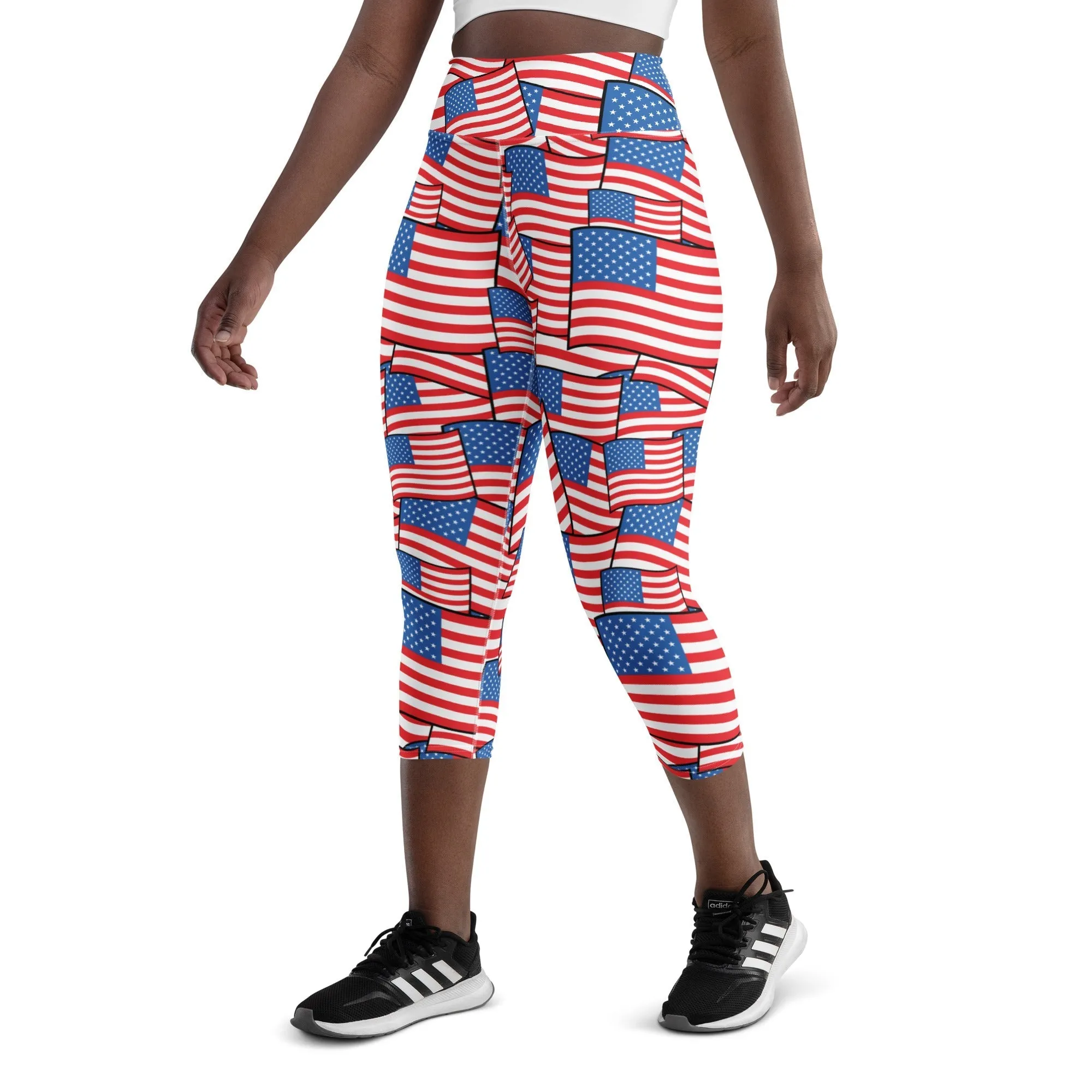 American Flag Pattern Yoga Capris