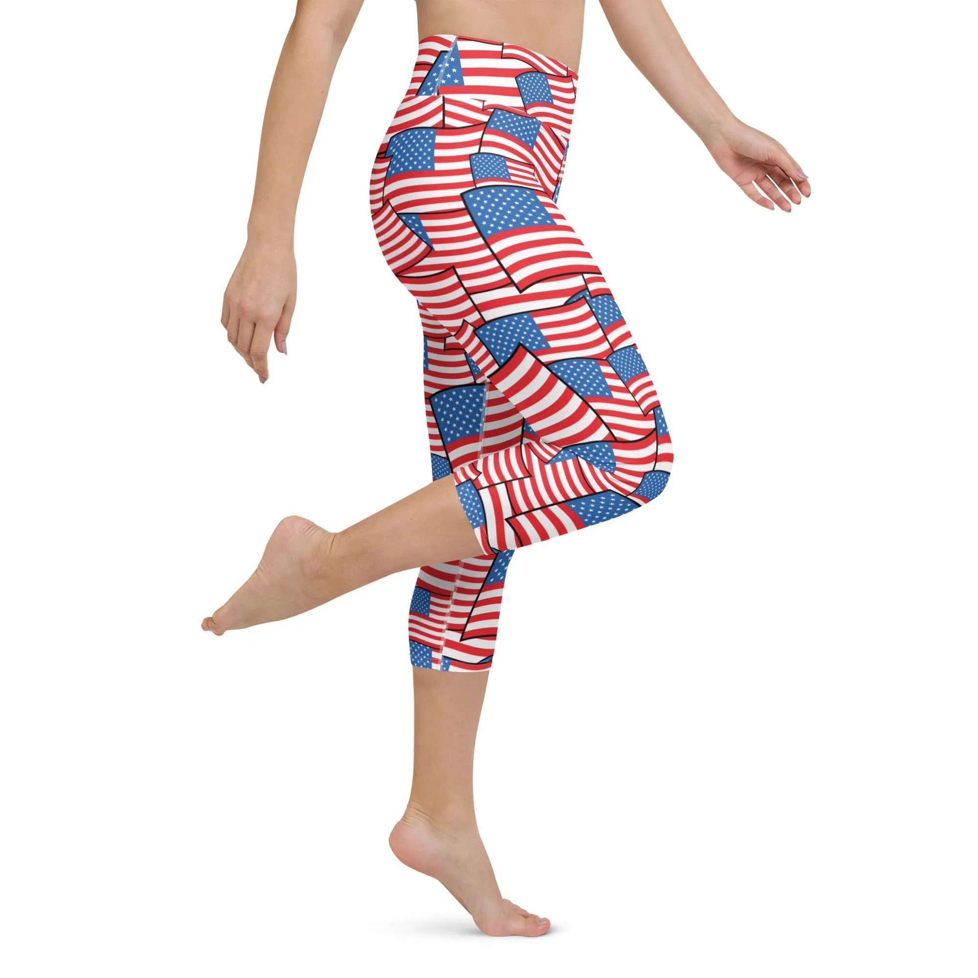 American Flag Pattern Yoga Capris