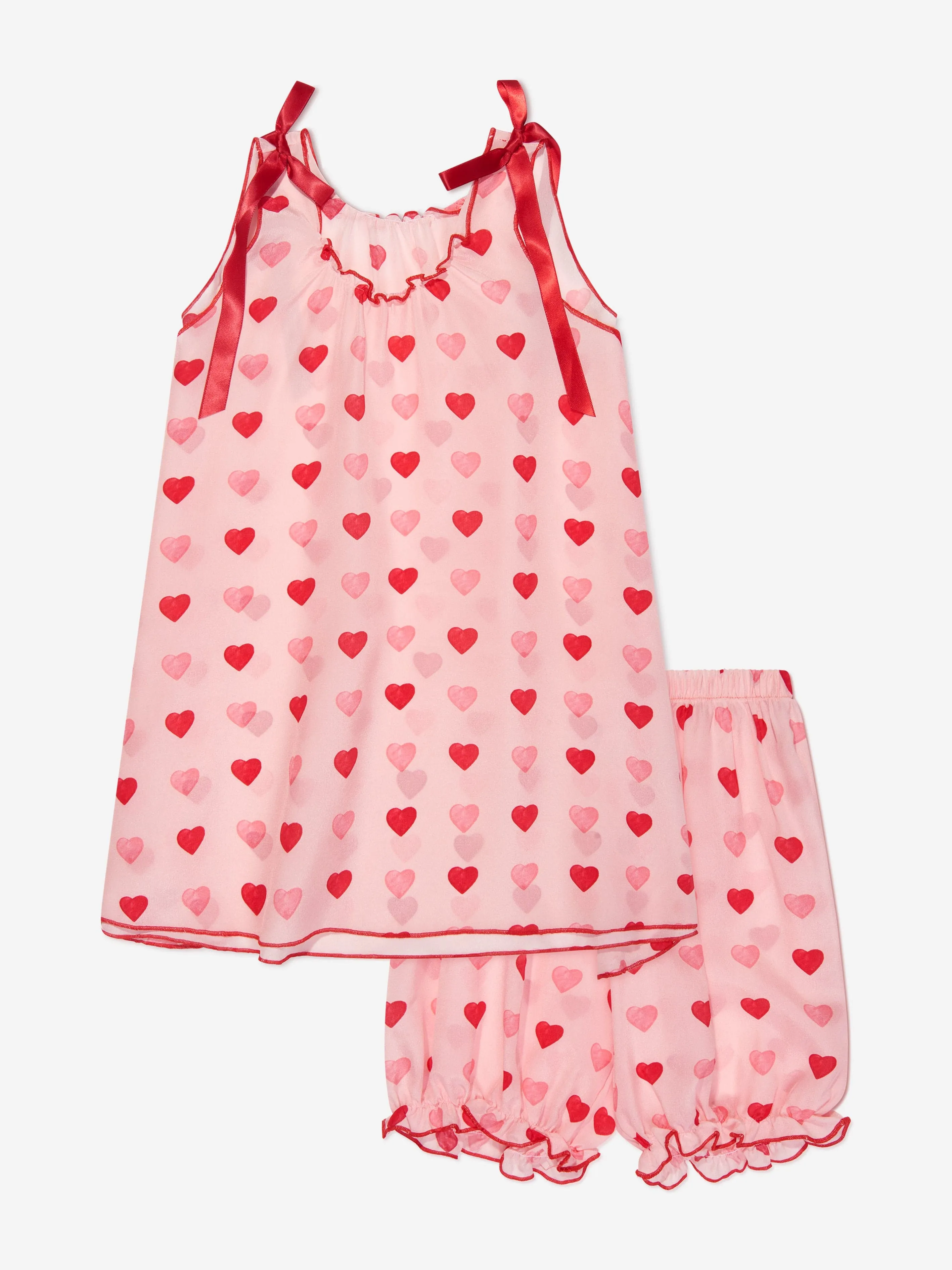 Amiki Children Girls Silk Hearts Sylvia Pyjamas