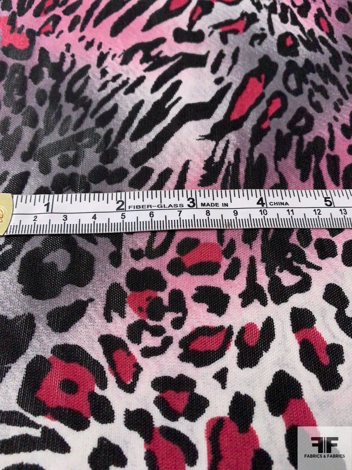 Animal Pattern Printed Stretch Nylon Tulle - Berry / Mauve / Black / Greys